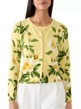 NWT Vince Camuto Yellow Floral Cardigan, Size S